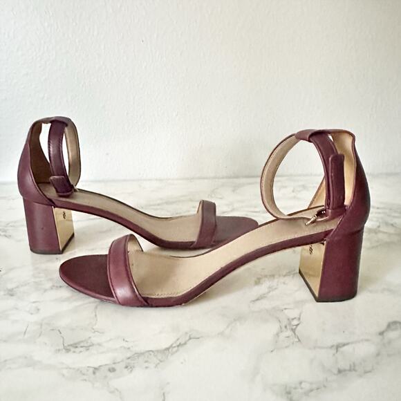 Tory Burch Cecile Maroon Leather Ankle Strap Block Heel Sandals women’s size 11 - Picture 9 of 14